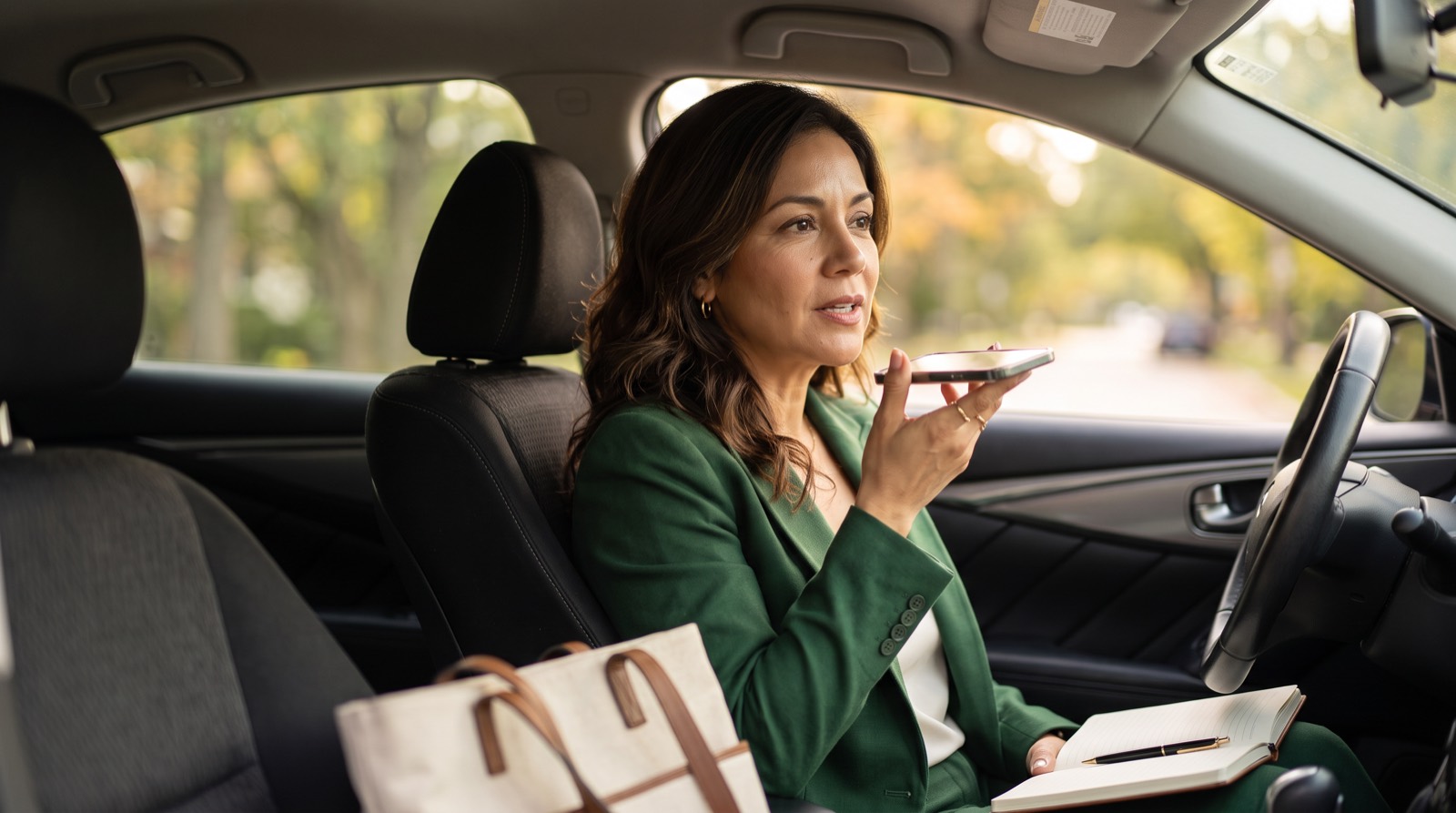 A coach speaking her observations into a voice note straight after a client session.